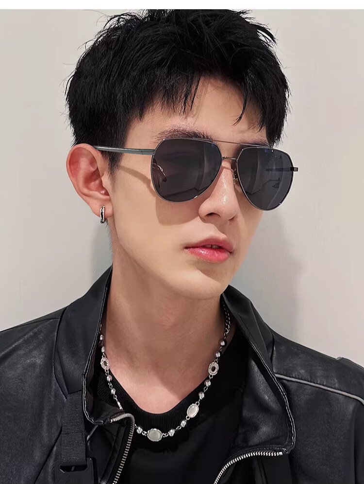 Jingchu Day and Night Dual-Use Driving Sunglasses for Men Polarized Fishing Pilot Frog Mirror Gun Frame (Smart Photochromic) 7