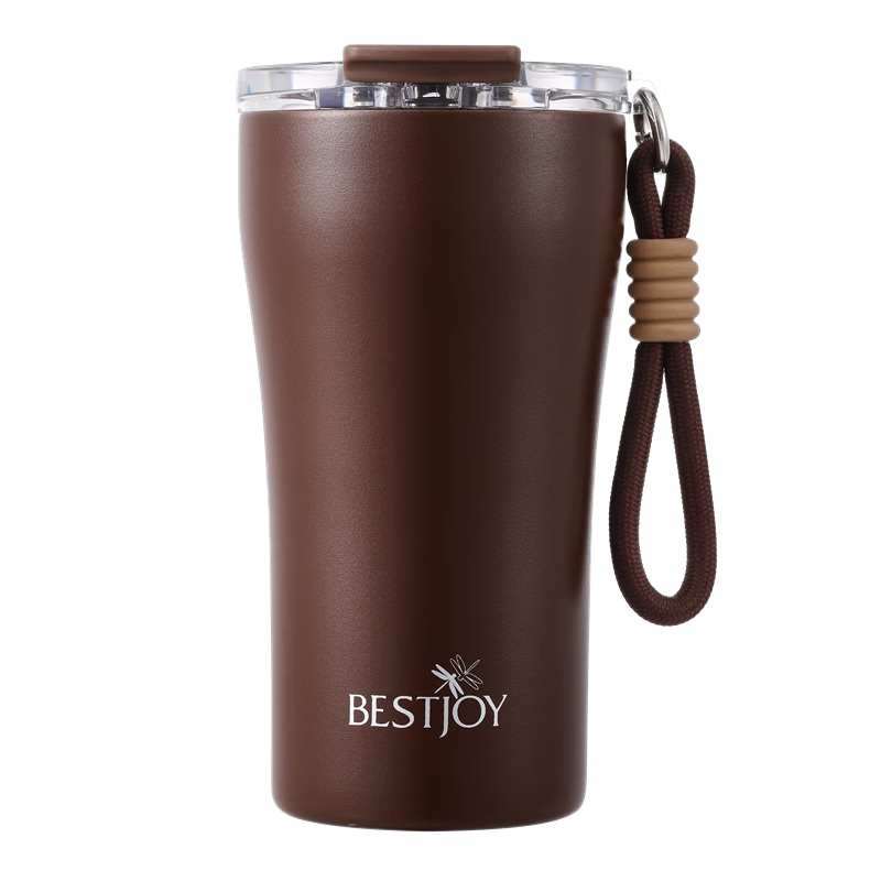 FUGURNG BESTJOY Coffee Mug Insulated Cup 316L Stainless Steel Office Direct Drinking Travel Cup Brown 450ml