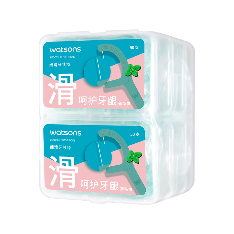 Watsons Mint Flavor Smooth Deep Clean Dental Floss Picks 50pcs*6 Boxes