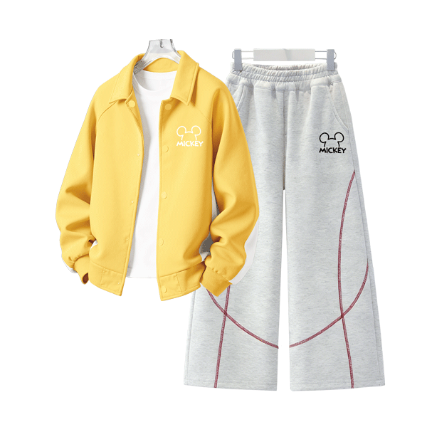 Disney Kids Sportswear 2026 Autumn New Sweet Girls Jacket and Pants Trendy Boys Jacket and Sweatpants