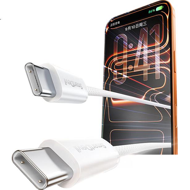 Кабель SmartDevil Apple 17/16/15 Type-C, кабель данных PD60W, для iPhone 17/16e/15 Pro Max, планшетов iPad, ноутбуков