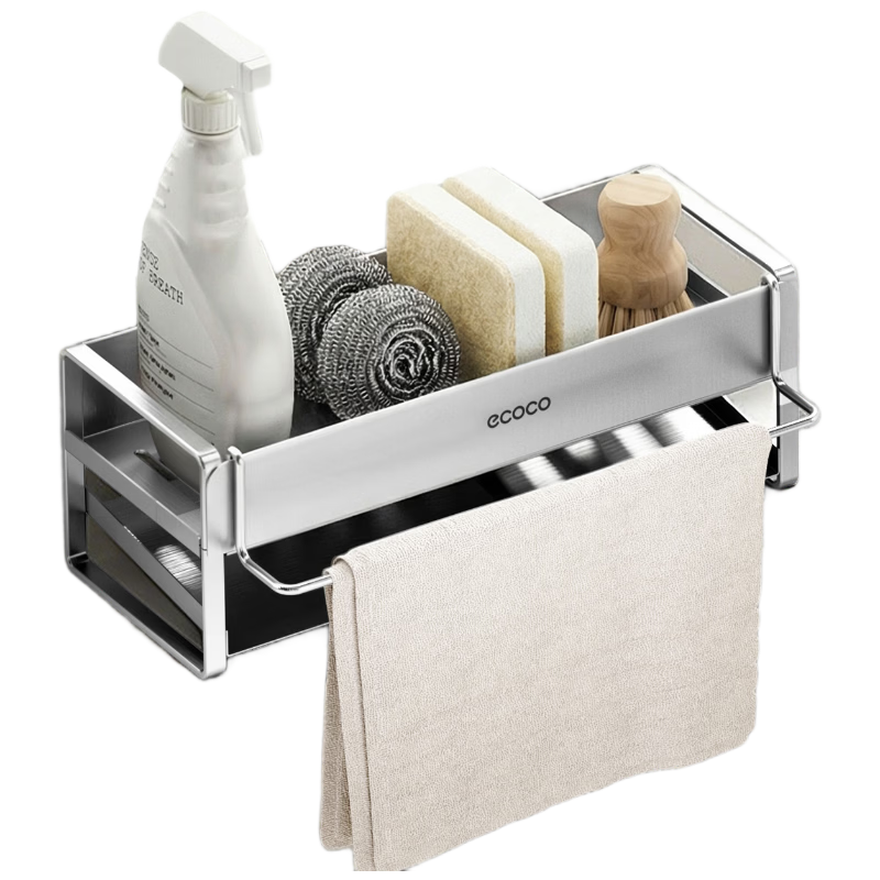 Ecoco Kitchen Sink Sponge Draining Rack 304 Stainless Steel Countertop Dishwashing Sponge Drainer Basket E25301