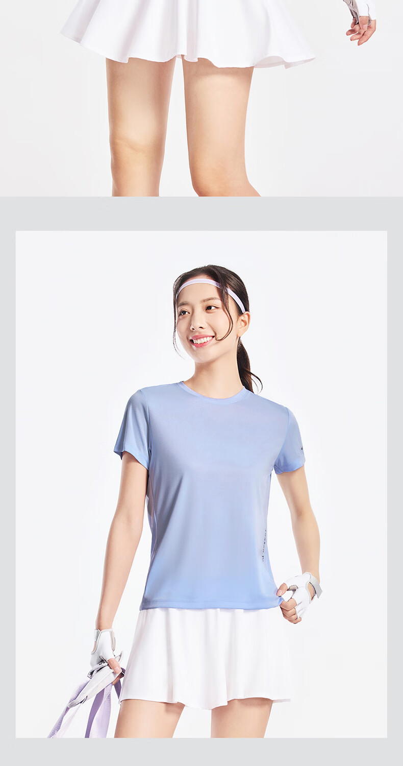 Erke Antibacterial Sports Short Sleeve T-Shirt Women Summer New Round Neck Moisture-Wicking Quick-Dry Casual Top 10