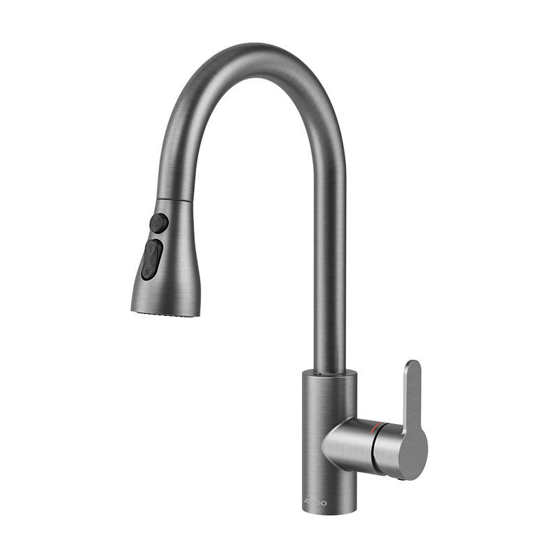 JOMOO Kitchen Faucet Three-Way Water Outlet Hot and Cold Dual Control Pull-Out Brass Alloy Sink Faucet 33255