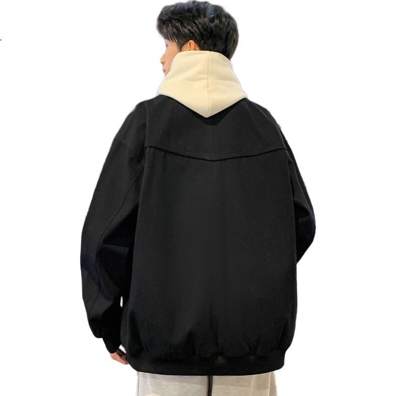 IZEXX Detroit Workwear Jacket Men Autumn Winter Pilot American Loose Fit Lapel Coat AJ82 Black L