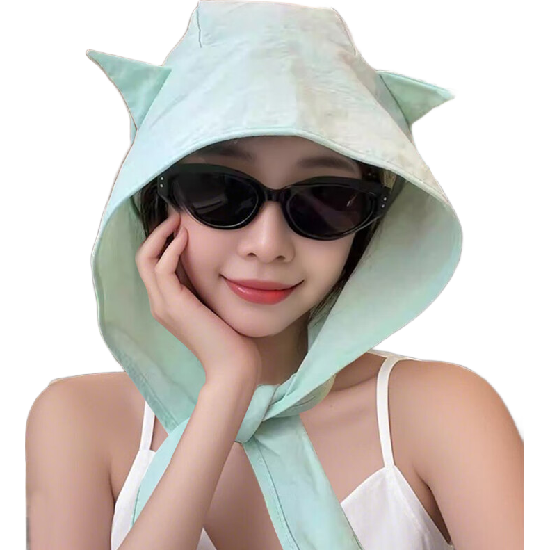 Jiancai Cute Little Devil Tie Headband Hat for Women, 2026 New Style Sun Protection Breathable Quick-Dry Hooded Bandage Hat for Wome