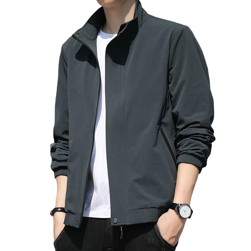 TUCANO Men's Jacket Spring Autumn Stand Collar Casual Loose Trendy Workwear Black 4XL