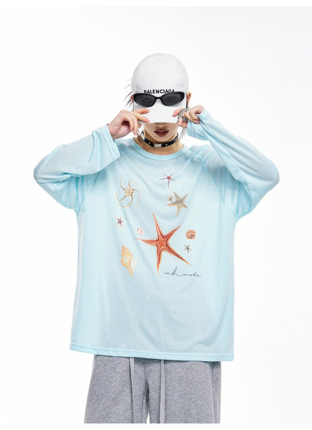 ICH MODE American Style Lightweight Cooling Physical Sunscreen Cover Shirt Women Summer New Loose Long Sleeve T-Shirt White S 8