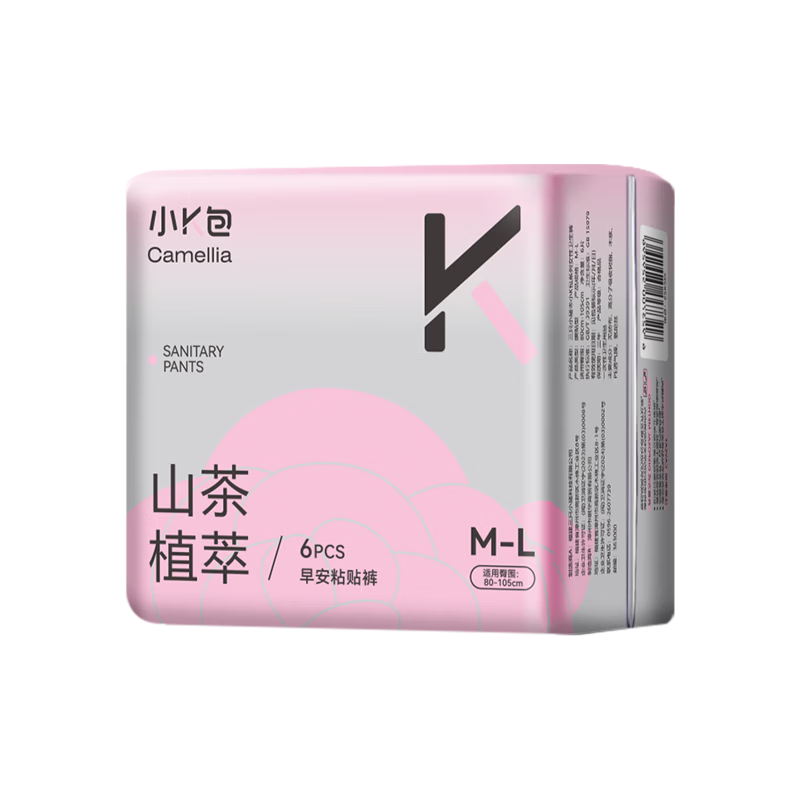 Xiao K Bag [Endorsed by Huang Shengyi] Camellia Plant Extract Morning Adhesive Pants Daytime Breathable Sanitary Napkins M-L Size 6 Pieces