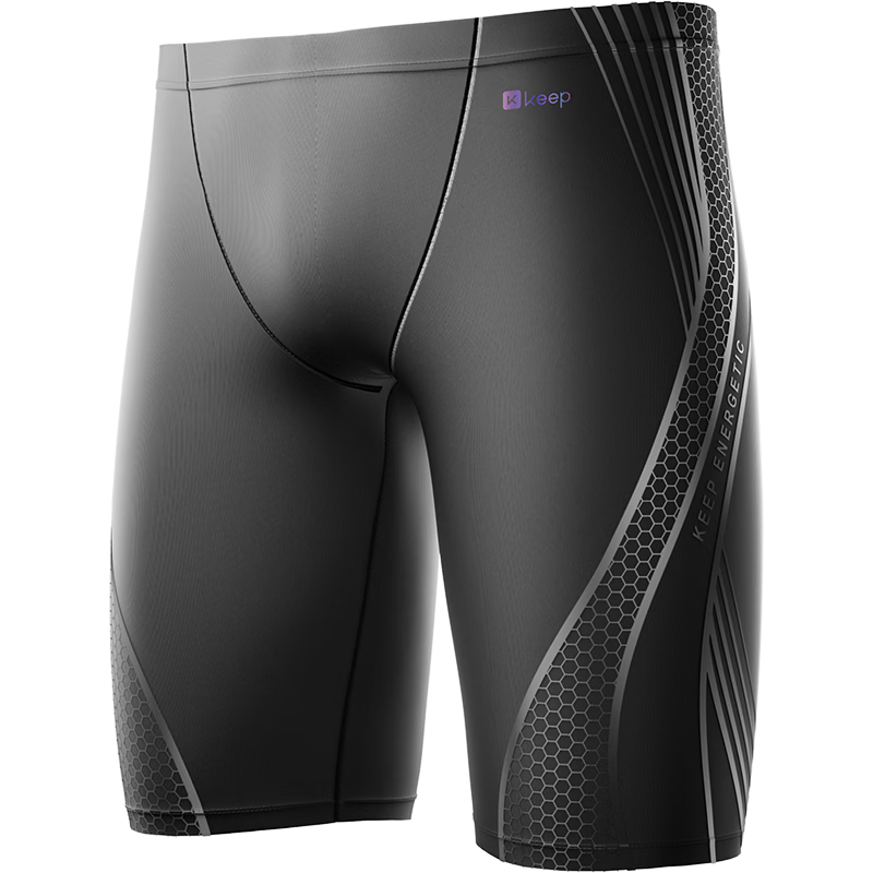 Keep Men's Quick-Dry Anti-Embarrassment Five-Point Leica Swimming Trunks Competition Swimwear 363 Black L