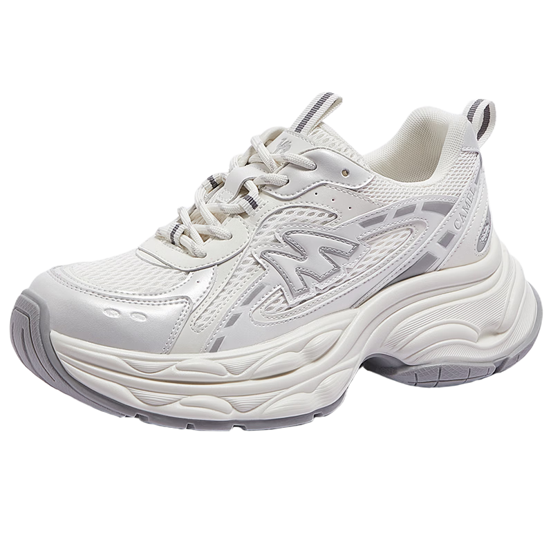 CAMEL Galaxy 3rd Generation Dad Shoes Women Color-blocking Splicing Height-increasing Outdoor Casual Shoes L26S283014 Pearl White 38