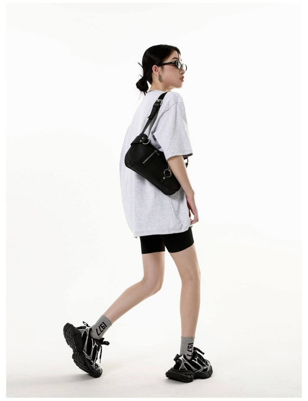 ICH MODE American Vintage Heavyweight Short Sleeve T-Shirt Women Summer New High Street Loose Half Sleeve Top Gray S 29