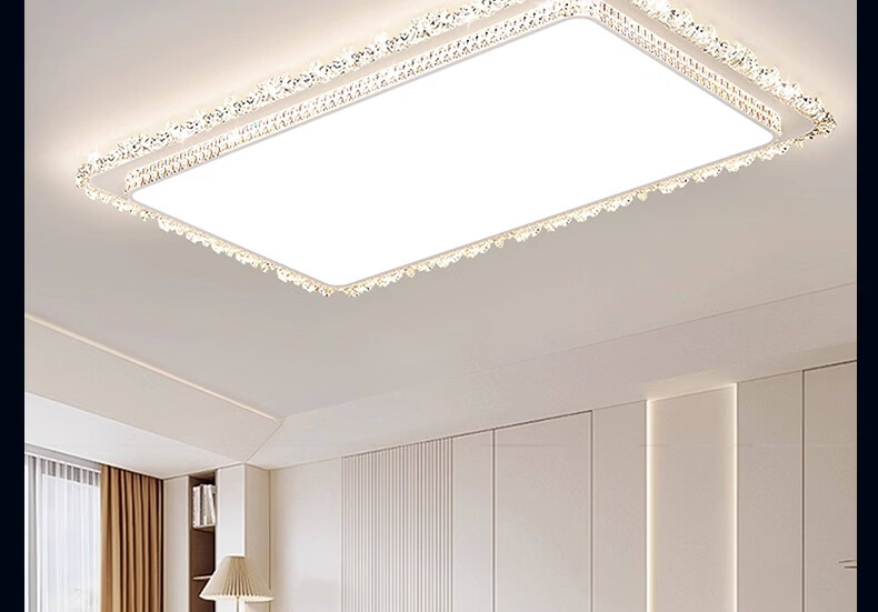 AUX American Pure Eye Protection AI Voice Smart Living Room Ceiling Light LED Main Light Luxury Crystal Modern Minimalist 32