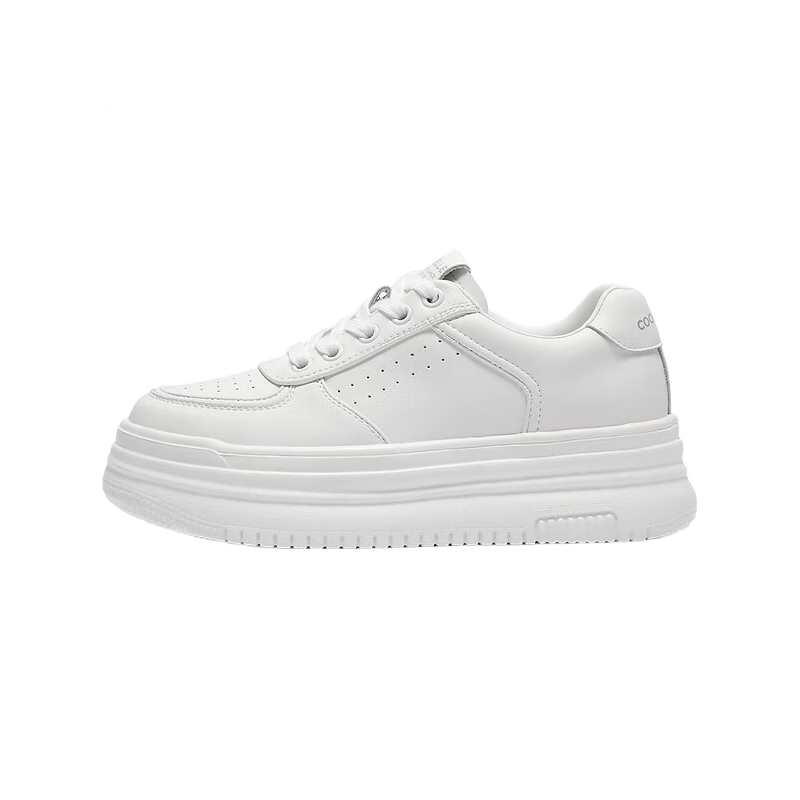 Belle Women's Shoes, Simple And Versatile White Sneakers, Breathable for Spring And Summer, Height-Increasing Thick-Soled Casual Shoes, Skateboard Shoes B2597BM5, White, Size 39