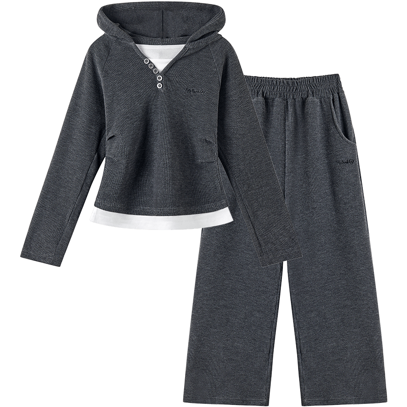 Disney Girls' Set Korean Style Fashionable Girls' Sportswear Hoodie and Casual Pants Two-Piece Set DL160017