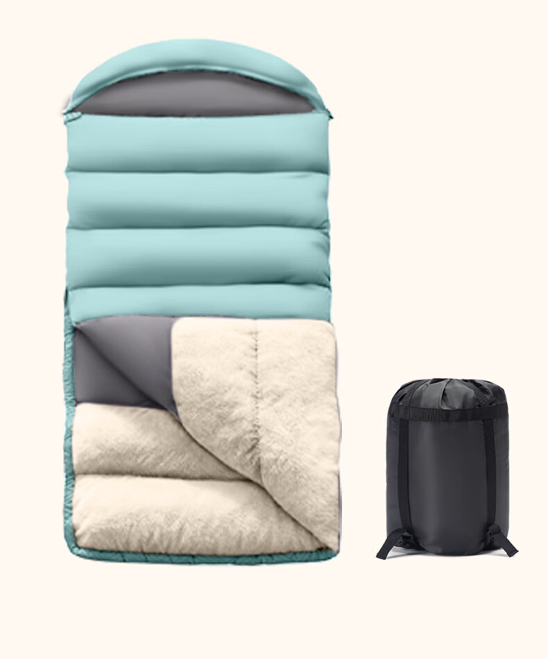 BeiJiLang Fleece-Lined Autumn Winter Thickened Wide Sleeping Bag Outdoor Camping Overnight Office Nap Car Warm Sleeping Bag Quilt 3