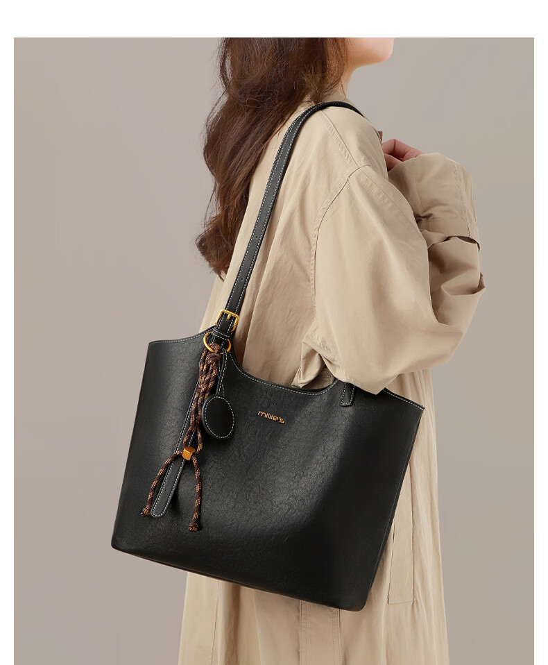 Millies Leather Handbag, Women's Casual Large-Capacity Tote Bag, Light Luxury Shoulder Bag, Practical Birthday And Mother's Day Gift for Mom 2