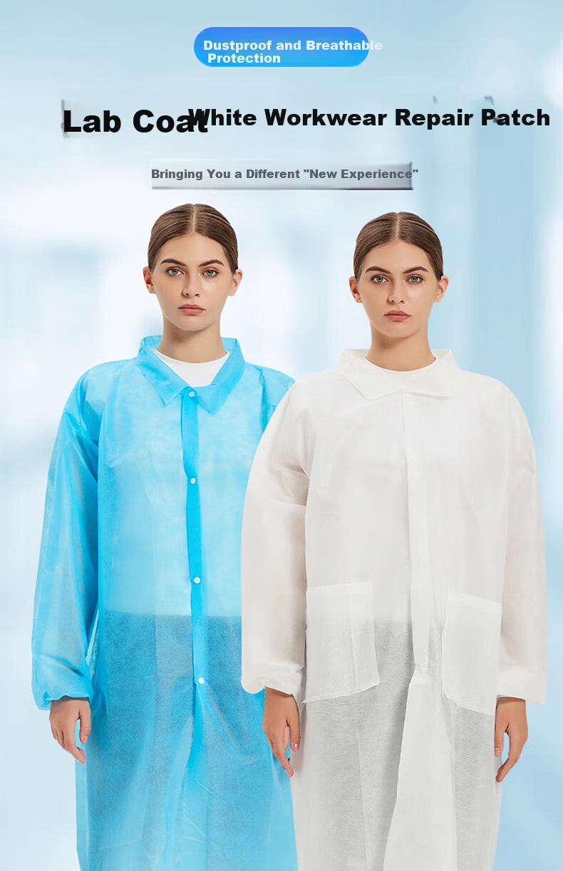 Aideer Disposable White Lab Coat Workwear Non-woven Breathable Dustproof Factory Laboratory Visitor Suit 5-Pack Velcro Thickened One Size CW761286 1