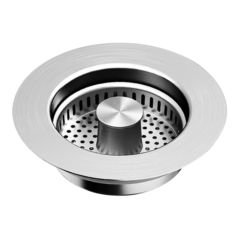 Jinghuisichuang Stainless Steel Sink Strainer, Kitchen Sink Pop-Up Core, Vegetable Washing Basin Drain Stopper, Sewer Anti-Clog Device