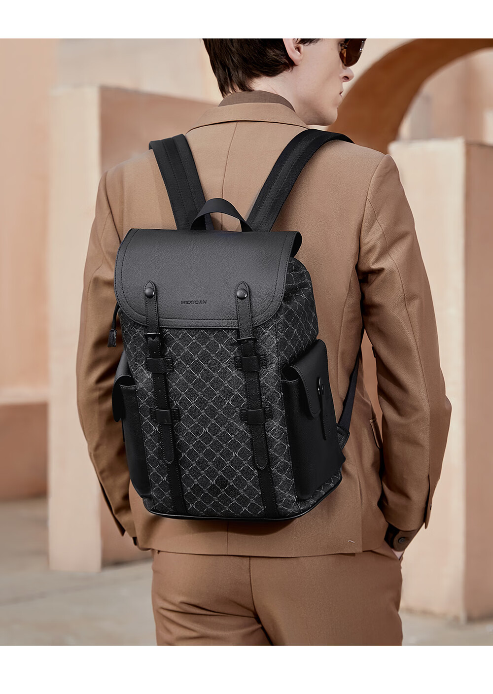 MEXICAN Men's Large Capacity Backpack Casual Travel Laptop Bag Business Lightweight Luxury High-End Stylish Tourism Backpack 16