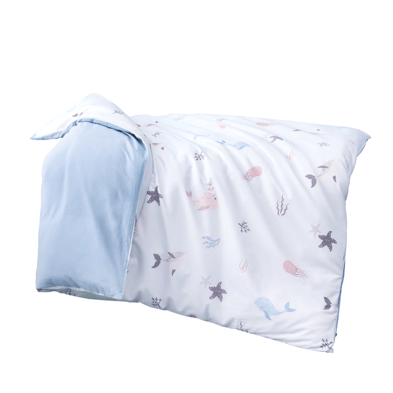 MERCURY Kids Mercury Home Textile Kindergarten Cotton Antibacterial Four-Season Quilt Cover (Sea Blue/Ocean) 100cm×120cm Class A