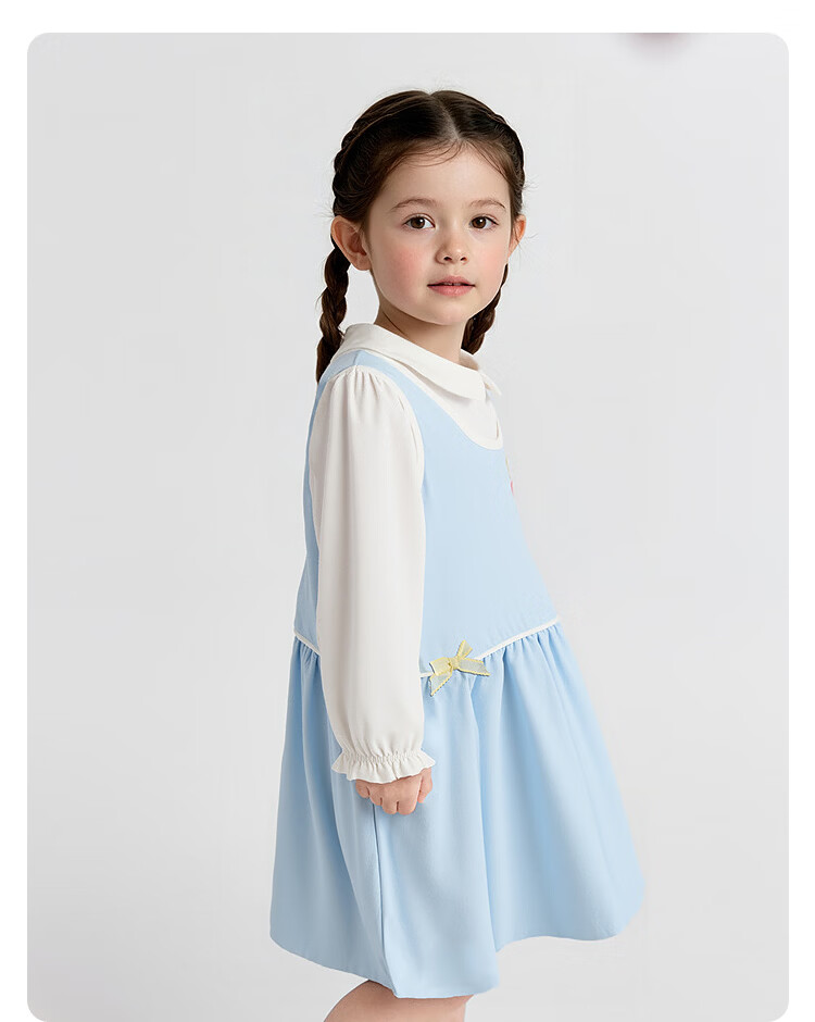 Balabala [balaOne] Kids Children's Dress Girls 2026 New Spring Fake Two-Piece Spliced Dress 15