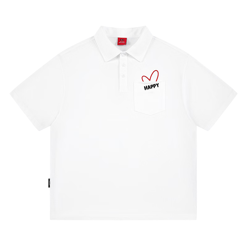 Charles Peach Heart Luxury Embroidered Couple Pure Cotton Short Sleeve Polo Shirt Summer Unisex Off-White L