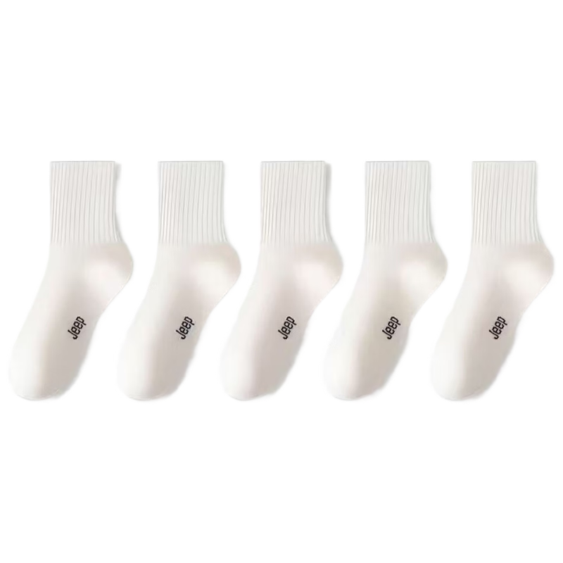 JEEP Children's Socks, Autumn And Winter White Socks, Student Campus White Pure Cotton Socks, Boys' Sports Socks, Girls' Thick School Uniform Socks