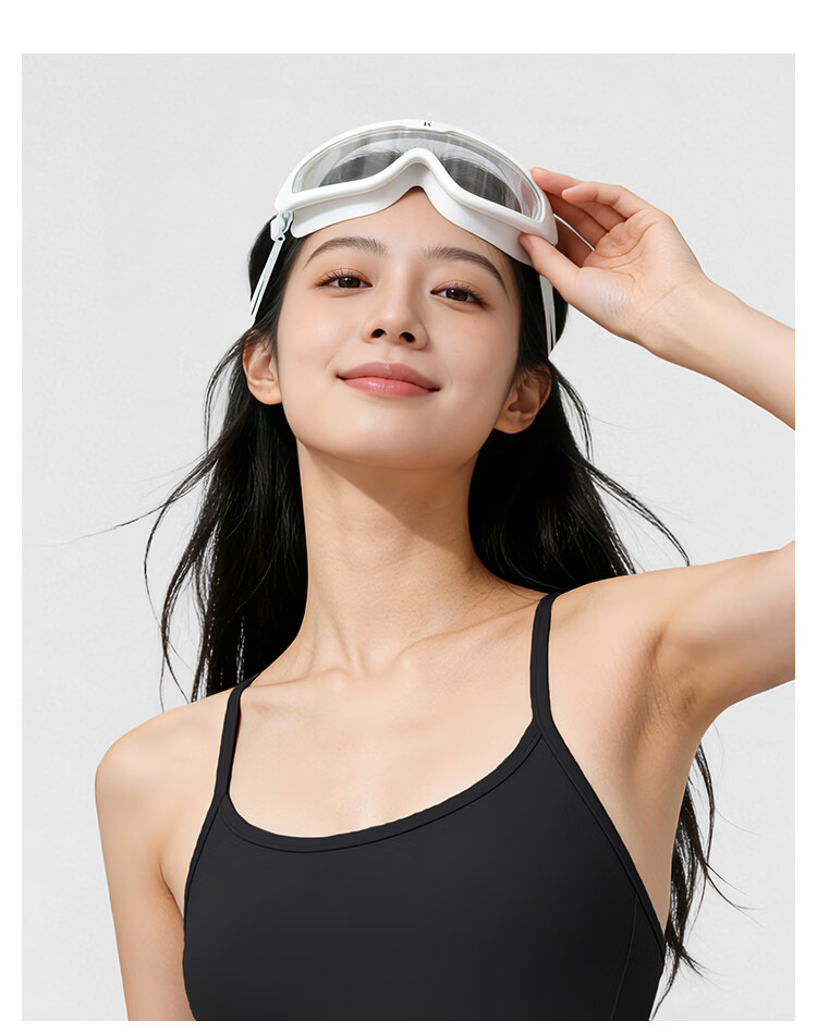 Keep Large Frame Waterproof Anti-Fog Swimming Goggles Unisex Comfortable Adult 473 Moonlight White 16