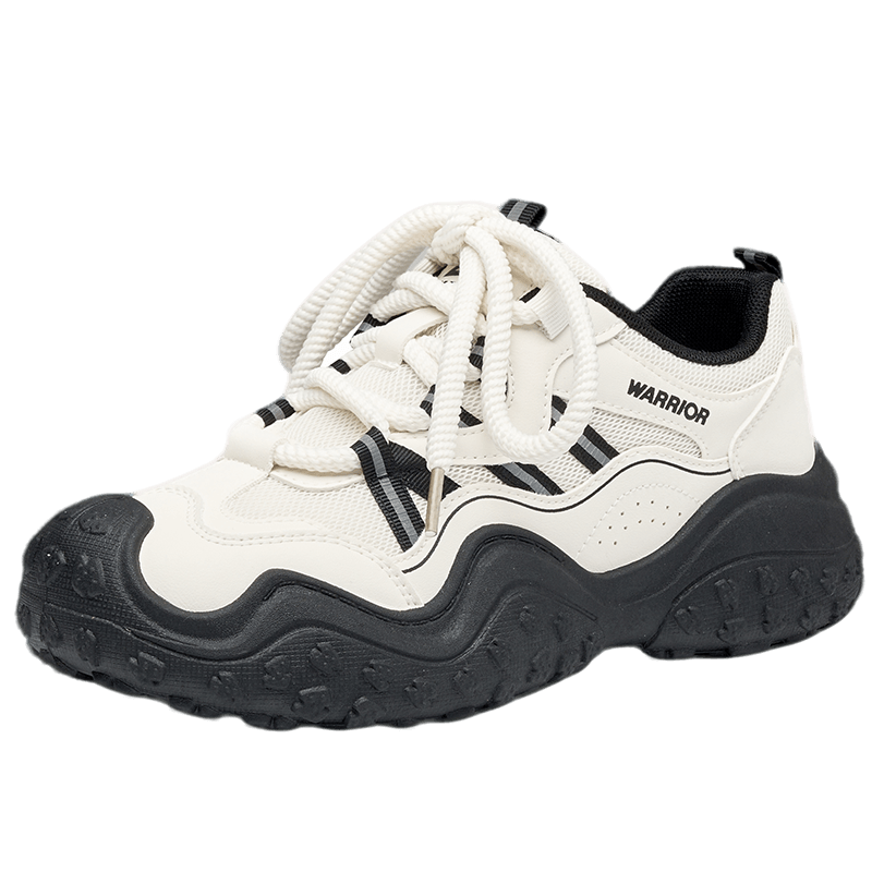 Warrior Official Women's Shoes 2026 Summer New Outdoor Hiking Shoes Women Thick Sole Lightweight Ugly Cute Shoes Beige Black Size 38