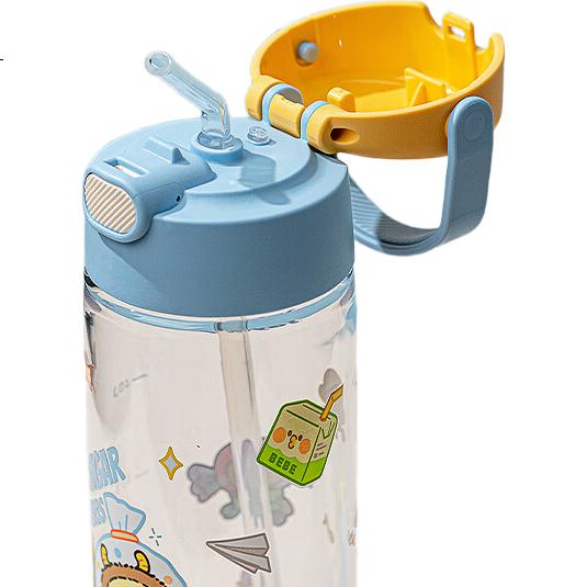 Детская бутылочка для воды THERMOS с большой емкостью, 600 мл, из материала Tritan, с трубочкой, зеленая, для детского сада и начальной школы