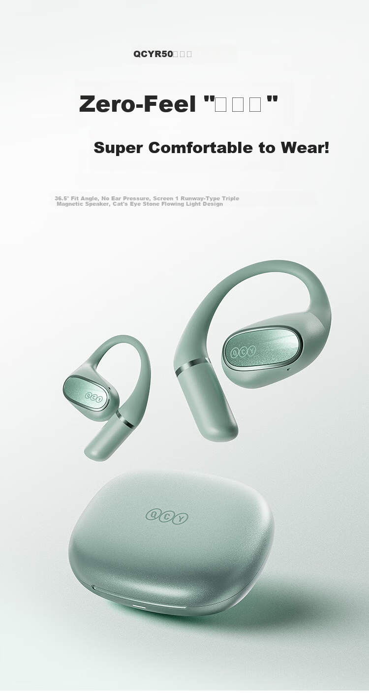 QCY Crossky R50 Open-Ear Bone Conduction True Wireless In-Ear Bluetooth Headphones Silver 1