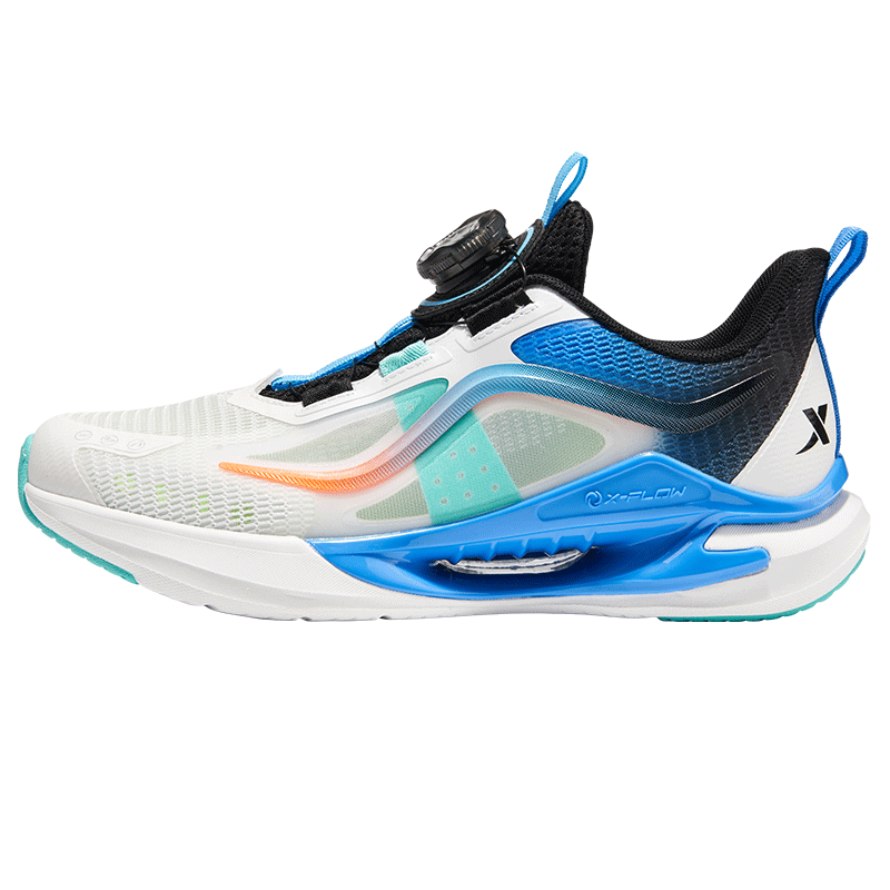 XTEP Youth Hydrogen Wind 9.0 Boys Dial Running Shoes Sports Shoes Classic White/Sea Blue/Black Size 40
