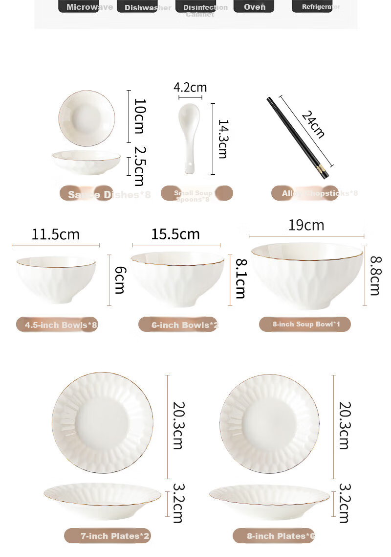 Jieyajie 66-Piece New 2026 Luxury Bone China Dinnerware Set Orchid Design Housewarming Gift 4