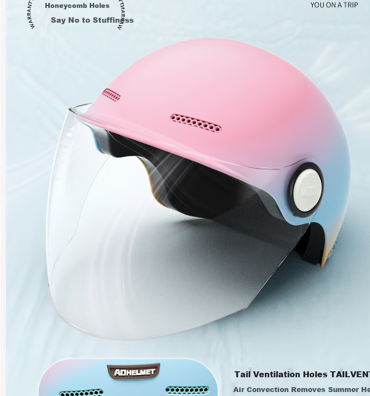AD New National Standard Class A Electric Vehicle Helmet 3C Certified Unisex Summer Sun Protection Electric Bike Safety Helmet Women's Four-Season Lightweight Motorcycle Half Helmet 887 Rainbow Brown  17