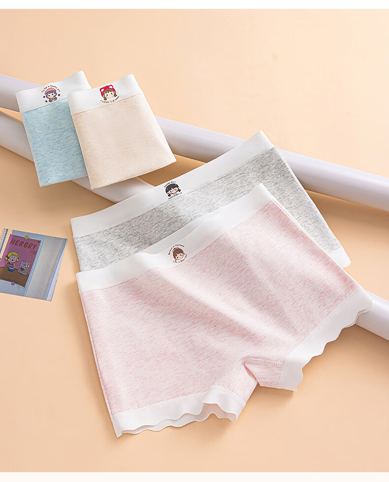 Miiow Kids Girls Cotton Underwear A-Class 10A Antibacterial Comfortable Mid-Large Child Boxer Shorts 6