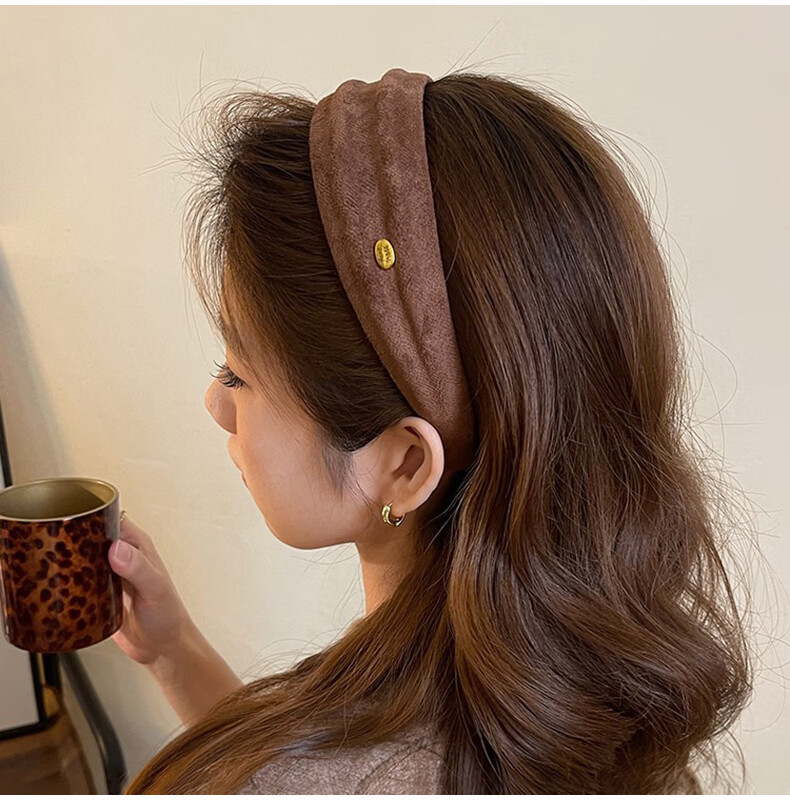 YeFeiLi Hong Kong Style Suede Wide Headband Women High-End 2026 New Hair Accessories Elegant Hair Hoop Heightening Crown Hair Clip Hair Ornament 5
