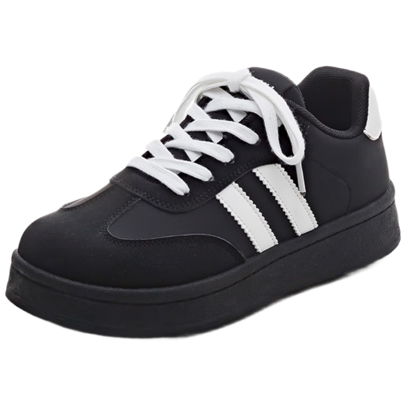 Global Original Vintage Black Women's Sneakers 2025 New Ins Casual Thick Sole Platform Shoes