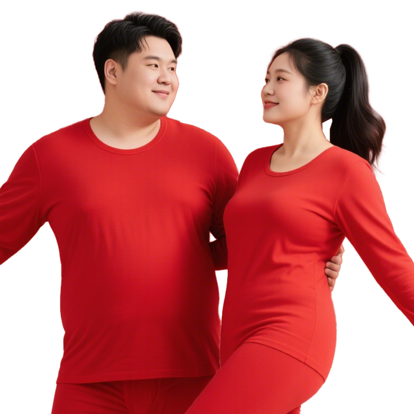 Hengyuanxiang Plus Size Women's Pure Cotton Qi Ji Red Thin Warm Thermal Underwear Set for Autumn and Winter, Year of Birth Lucky Edition
