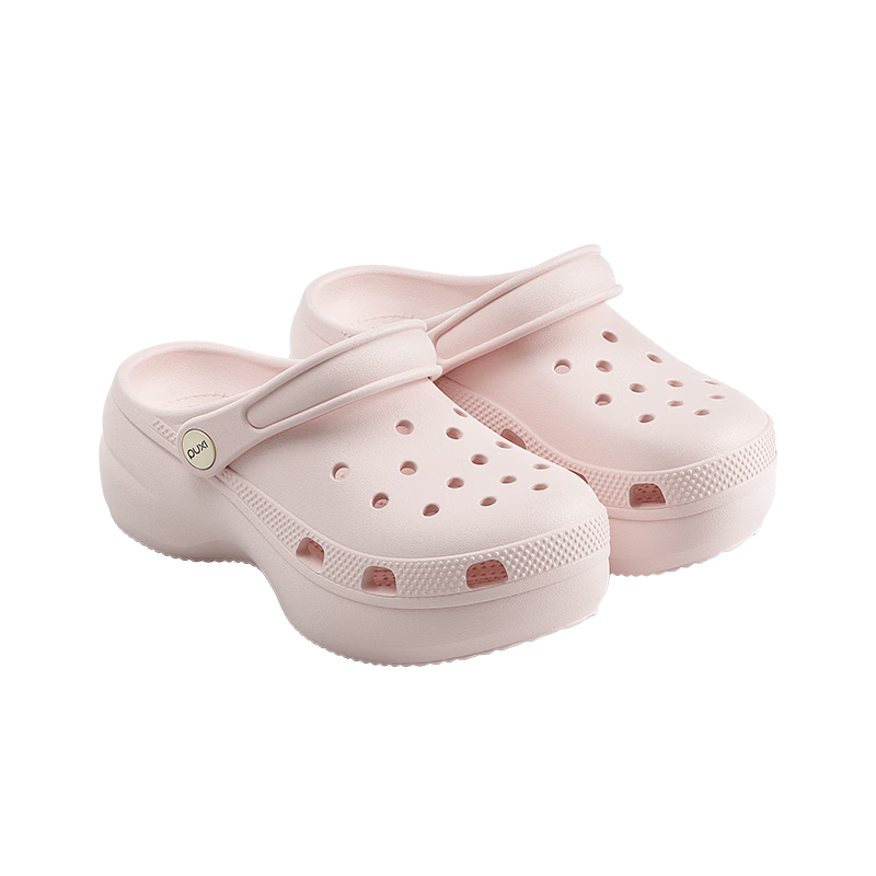 Puxiqinman Women's Summer Breathable Slip-On Hollow Sandals Non-Slip Thick Sole Height Increasing Closed-Toe Soft Beach Slippers