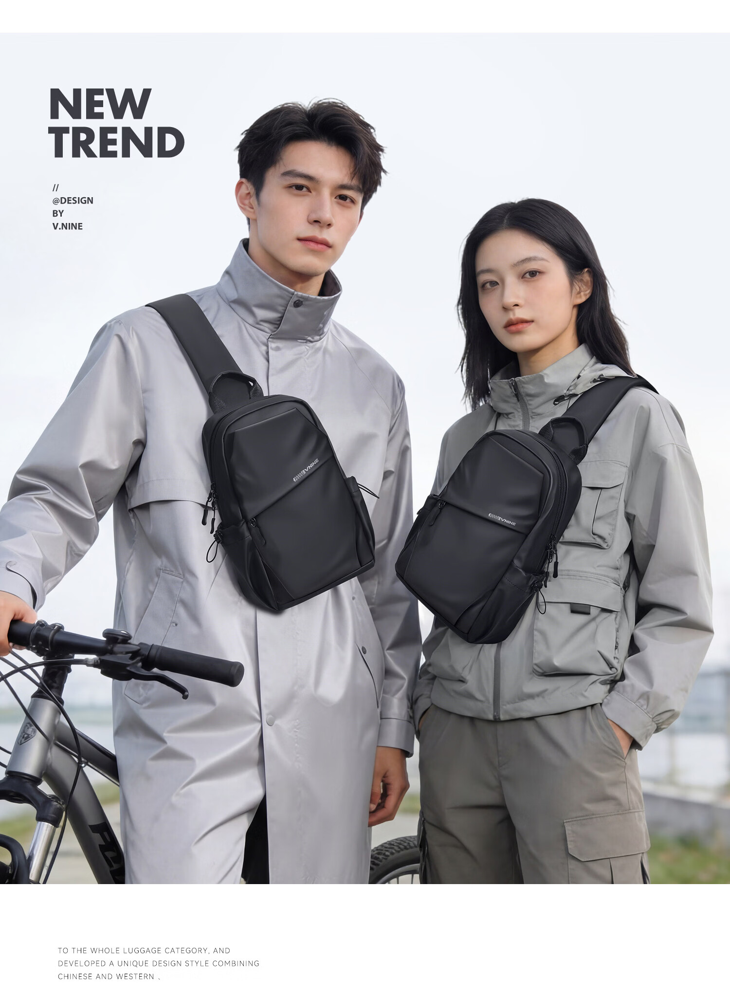 V.NINE Men's Chest Bag Crossbody Casual Shoulder Bag 10.9-inch iPad Phone Outdoor Sports Cycling Bag for Women 4