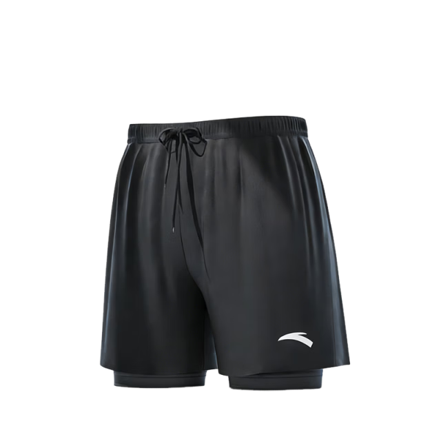 ANTA Men's Swim Trunks Double-Layer Loose Quick-Dry Chlorine-Resistant Beach Shorts Swimming Gear