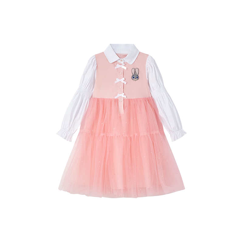 Disney Zootopia Judy Girls Dress 2026 Spring New Fake Two-Piece Dress