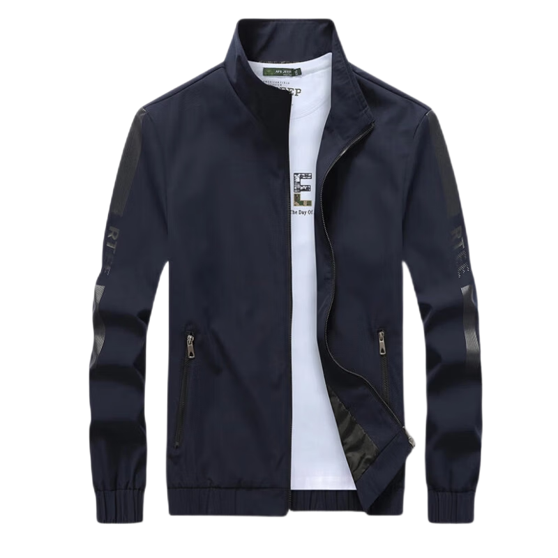 Jeanswest Men's Outdoor Sports Jacket Spring Autumn Turn-down Collar Trendy Casual Versatile Windproof Breathable Light Gray M