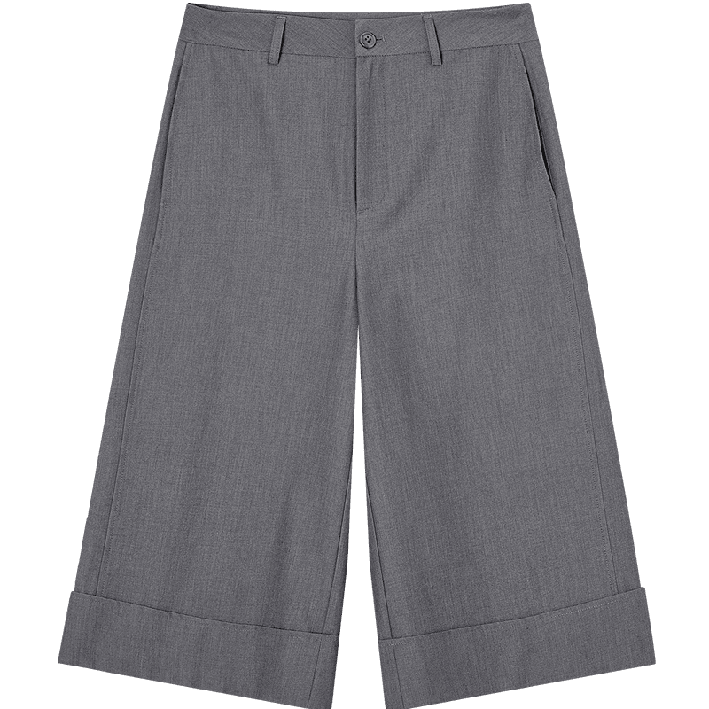 Demana Spring Intellectual Straight-Leg Cropped Pants with Fluffy Wool, Wide Cuffed Slimming Casual Pants for Women, Premium Quality