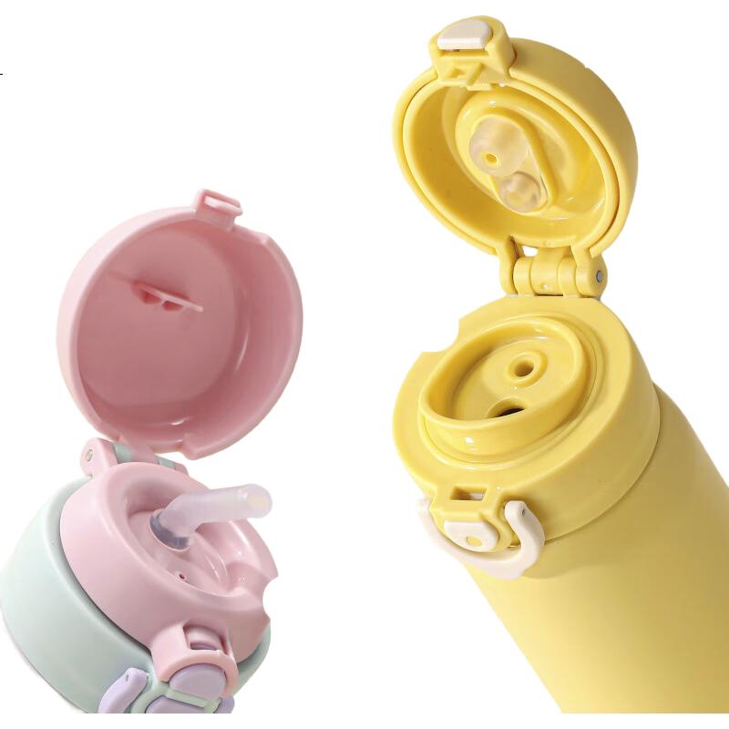Термокружка Cille Insulated Mug, 316 Нержавеющая сталь, большой объем, студенческая бутылка для воды, для мужчин и женщин, портативная для улицы, с откидной крышкой, с соломинкой, 480 мл, цвет "Таохуафэнь"