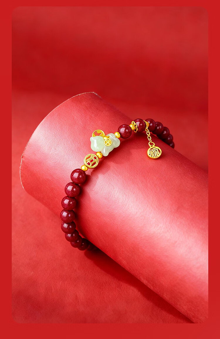 Jin Liufu Auspicious Red Sandalwood Beaded Bracelet for Women with Silver Little Horse, Hetian Jade Wealth Horse Bracelet, Zodiac Year Gift for Mother and Girlfriend 8