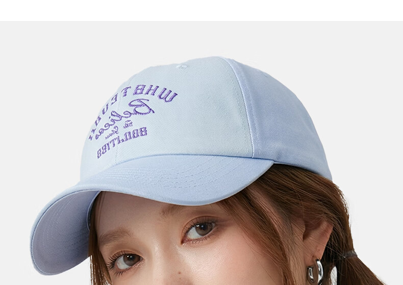 CACUSS Colorblock Baseball Cap for Women Spring New Letter Embroidered Vintage American Sunshade Slim Face Blue-Purple 17