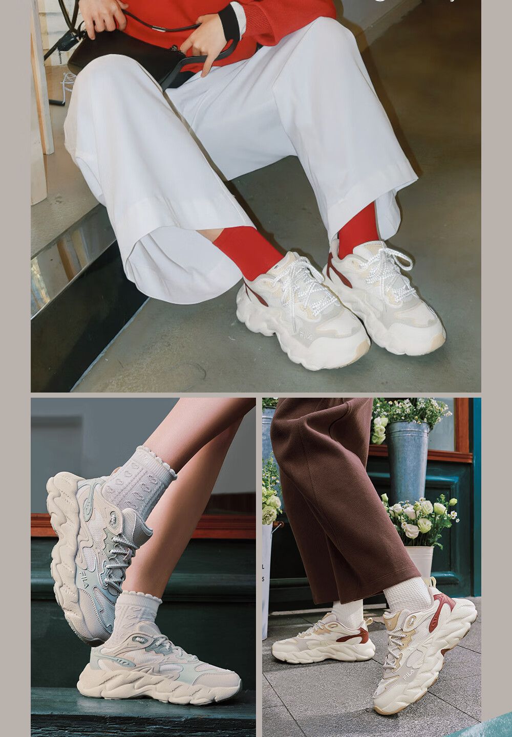 FILA Official Yang Mi Same Style Fern 2S Women's Dad Sneakers 2026 Spring Casual Platform Sports Shoes 12