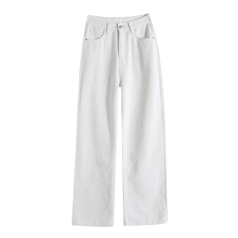 Borui Pure Cotton Women's Jeans Spring Autumn 2026 New High Waist Slim Casual White Narrow Wide Leg Pants